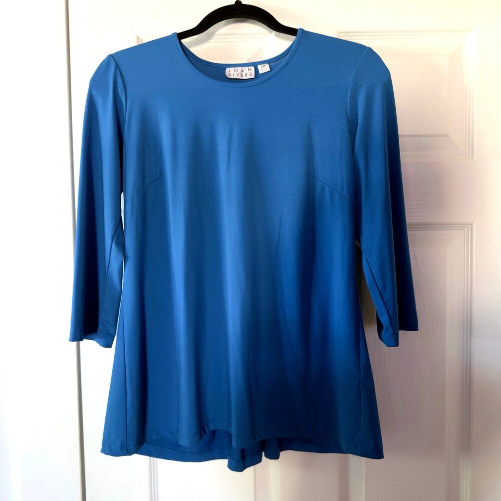 Joan Rivers Blue 3/4 Sleeve Tunic Top Size XXS Flowy Stretch